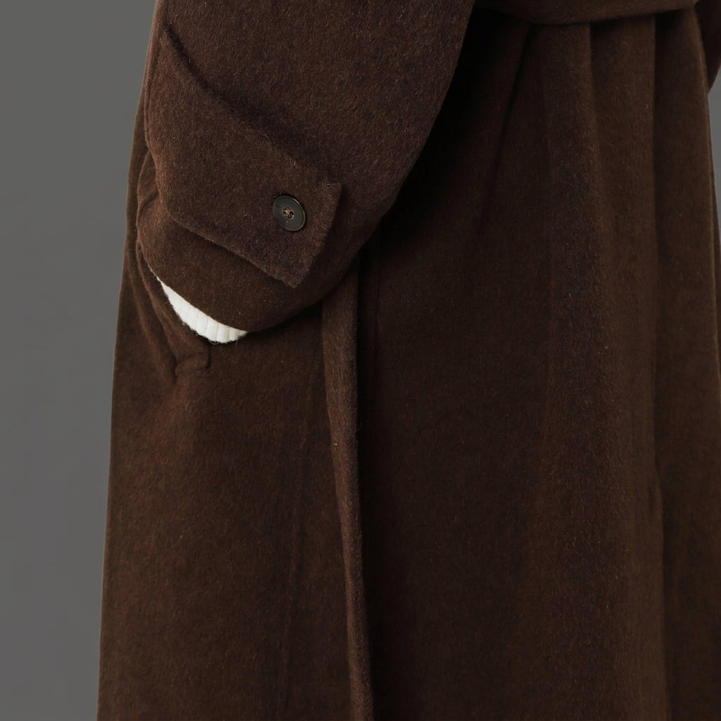Wool Relaxed Long Coat featuring a Matching Tie Belt Everyday Winter Outerwear by Lilla