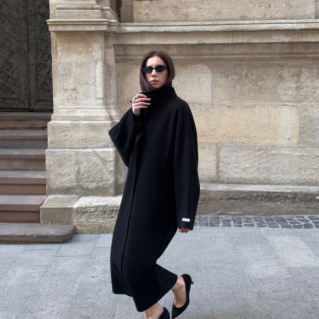 Wool Oversized Coat featuring Raglan Sleeves Everyday Winter Outerwear by Lilla