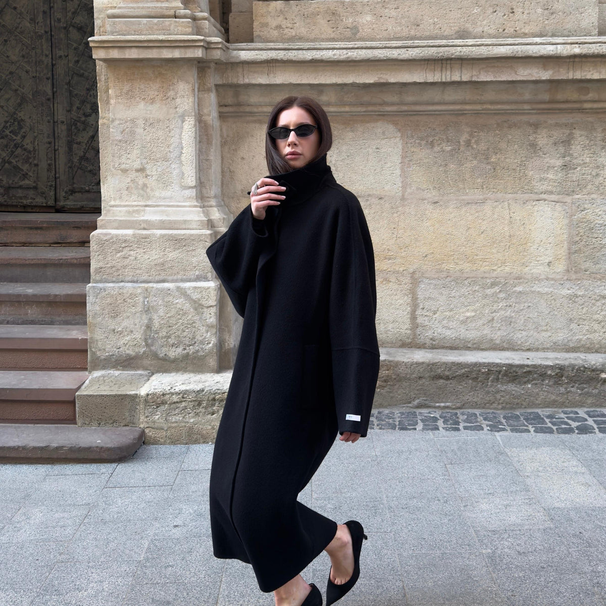 Wool Oversized Coat featuring Raglan Sleeves Everyday Winter Outerwear by Lilla