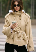 Cotton Short Belted Trench Coat featuring a High Neck Transitional Jacket by Lilla