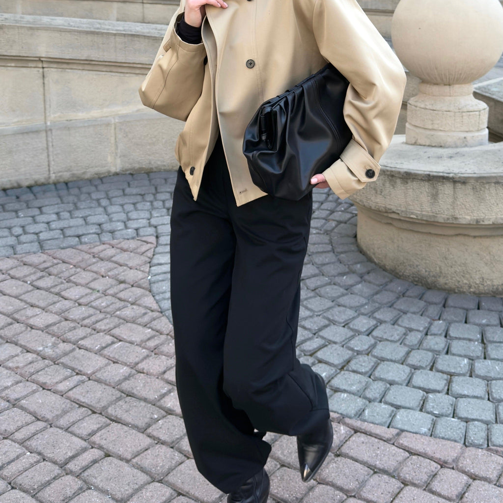 Cotton Cropped Trench Coat featuring an Adjustable Belt Transitional Outerwear by Lilla