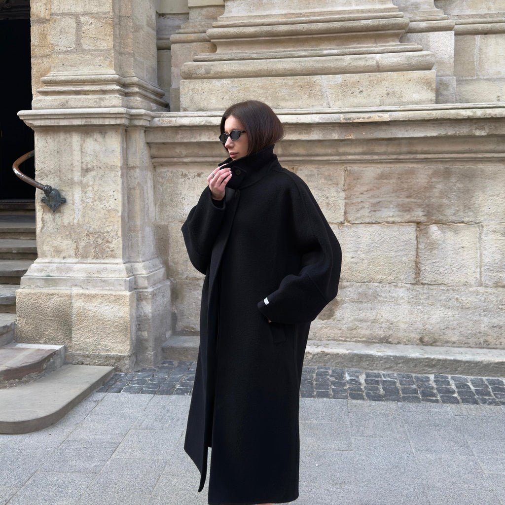 Wool Oversized Coat featuring Raglan Sleeves Everyday Winter Outerwear by Lilla