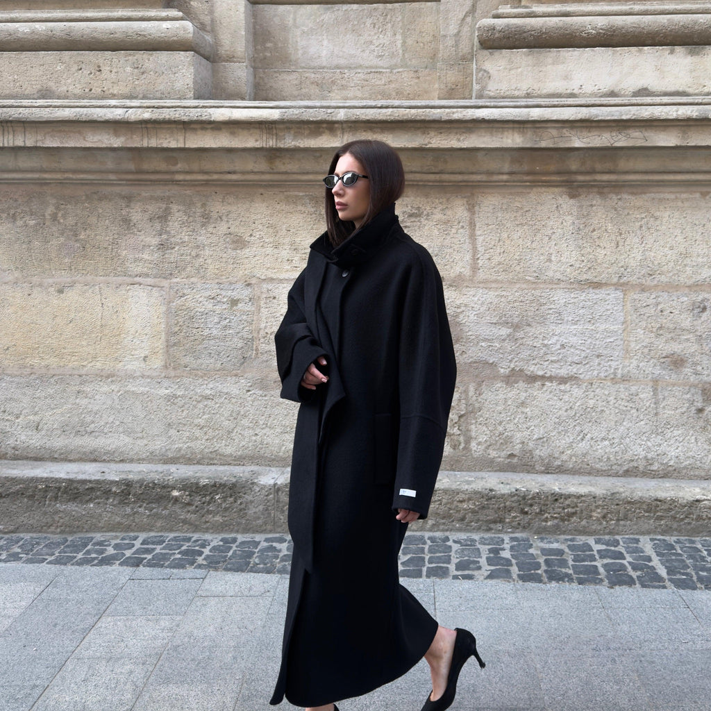 Wool Oversized Coat featuring Raglan Sleeves Everyday Winter Outerwear by Lilla