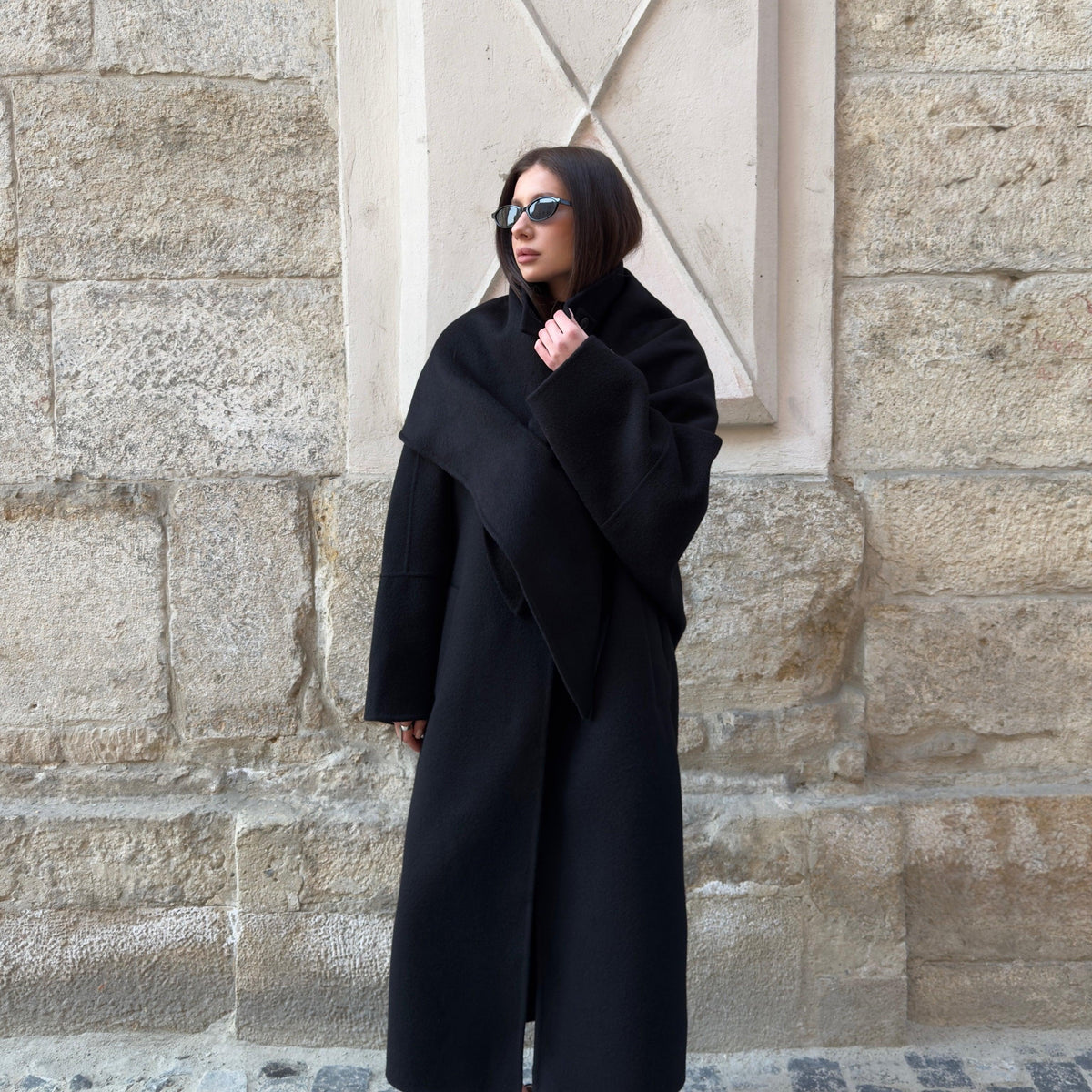 Wool Oversized Coat featuring Raglan Sleeves Everyday Winter Outerwear by Lilla