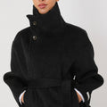 Double Faced Wool Oversized Short Coat with a Structured High Collar for Cold Weather by Lilla