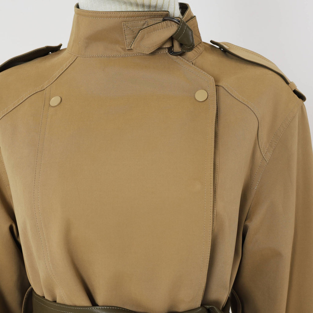 Classic Relaxed Trench Coat featuring an Eco Leather Belt Transitional Outerwear by Lilla