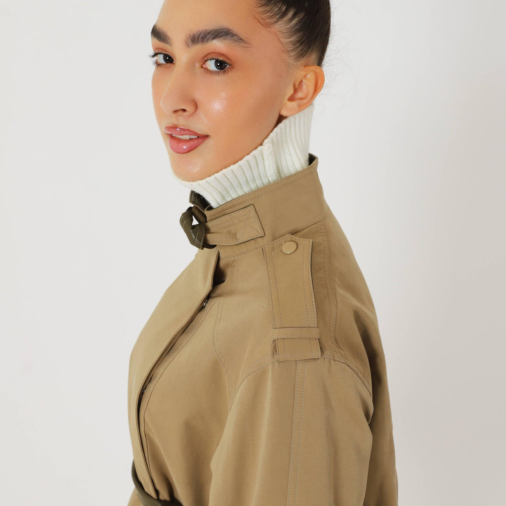 Classic Relaxed Trench Coat featuring an Eco Leather Belt Transitional Outerwear by Lilla
