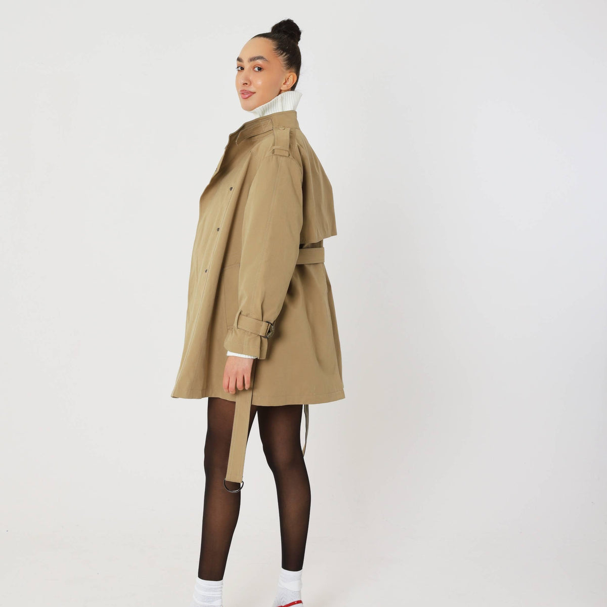 Classic Relaxed Trench Coat featuring an Eco Leather Belt Transitional Outerwear by Lilla