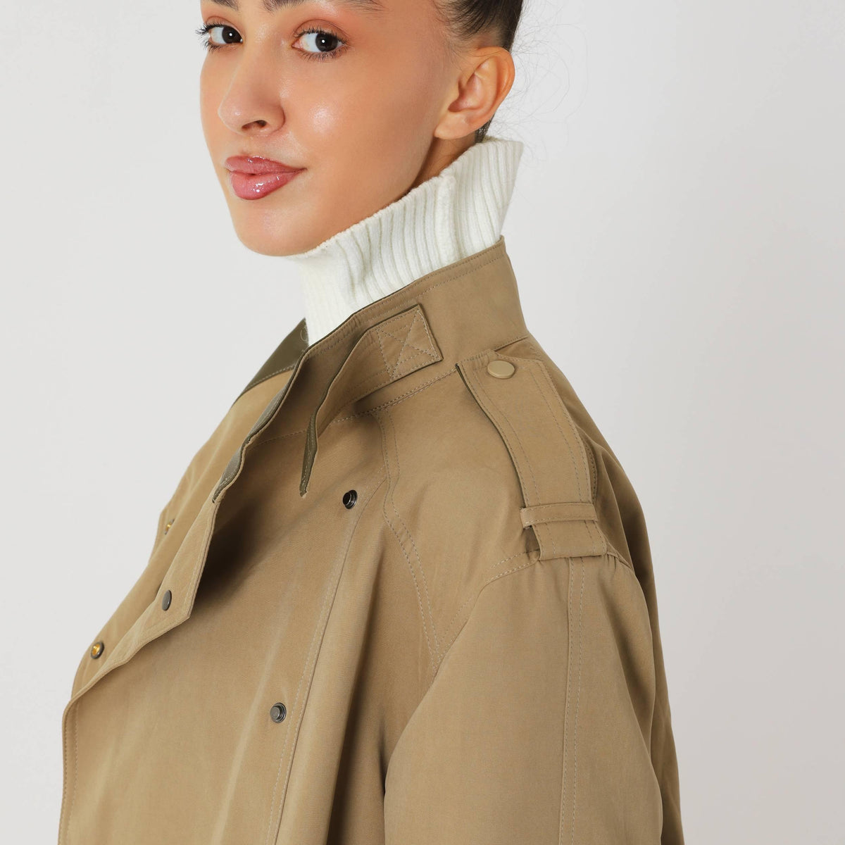 Classic Relaxed Trench Coat featuring an Eco Leather Belt Transitional Outerwear by Lilla