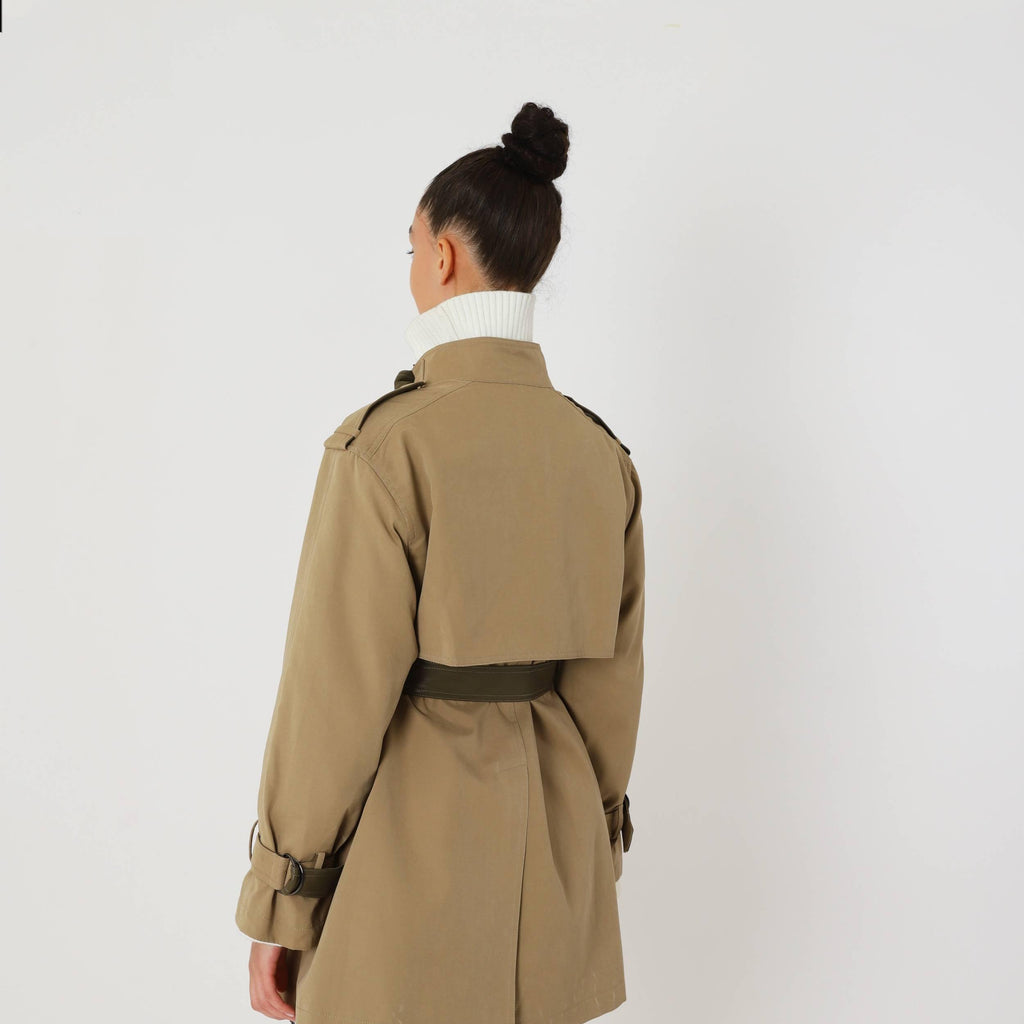Classic Relaxed Trench Coat featuring an Eco Leather Belt Transitional Outerwear by Lilla