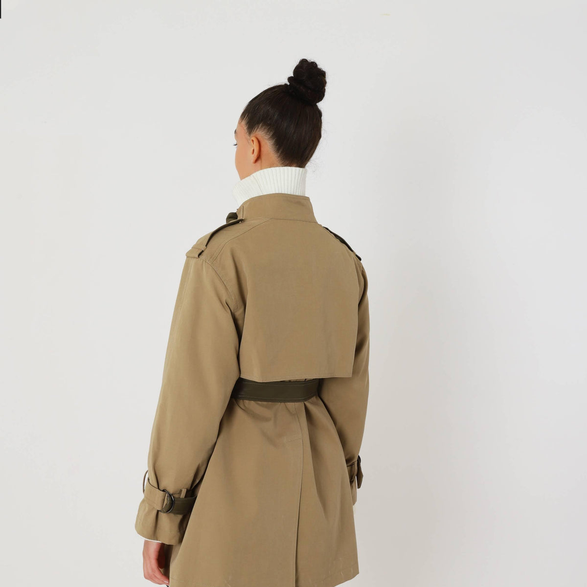 Classic Relaxed Trench Coat featuring an Eco Leather Belt Transitional Outerwear by Lilla