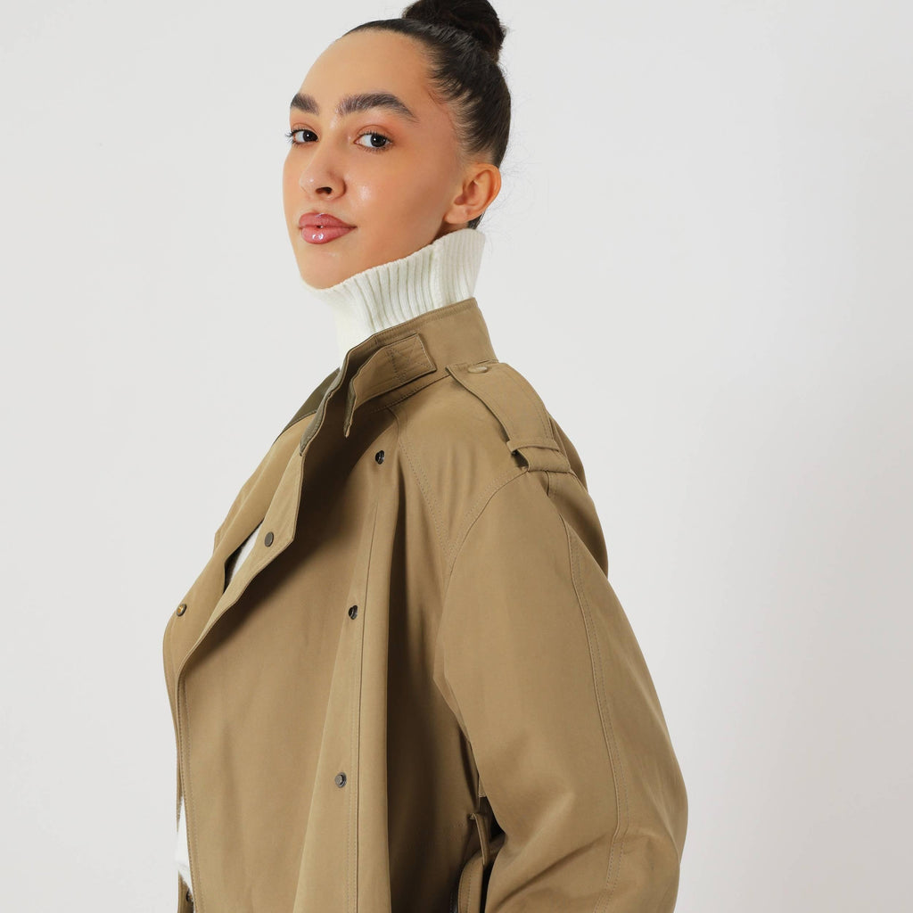 Classic Relaxed Trench Coat featuring an Eco Leather Belt Transitional Outerwear by Lilla