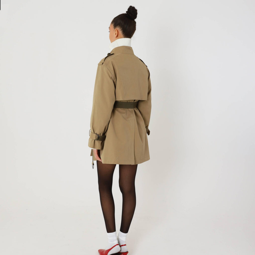 Classic Relaxed Trench Coat featuring an Eco Leather Belt Transitional Outerwear by Lilla
