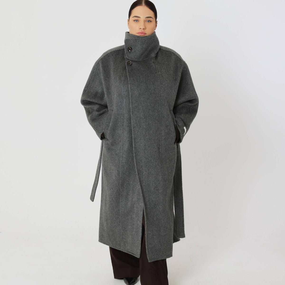 Wool Oversized Winter Coat featuring a Structured Collar Everyday Outerwear by Lilla