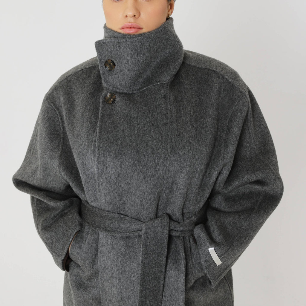 Wool Oversized Winter Coat featuring a Structured Collar Everyday Outerwear by Lilla
