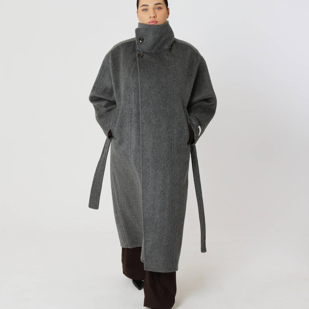 Wool Oversized Winter Coat featuring a Structured Collar Everyday Outerwear by Lilla