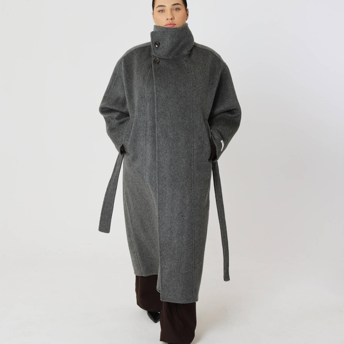 Wool Oversized Winter Coat featuring a Structured Collar Everyday Outerwear by Lilla