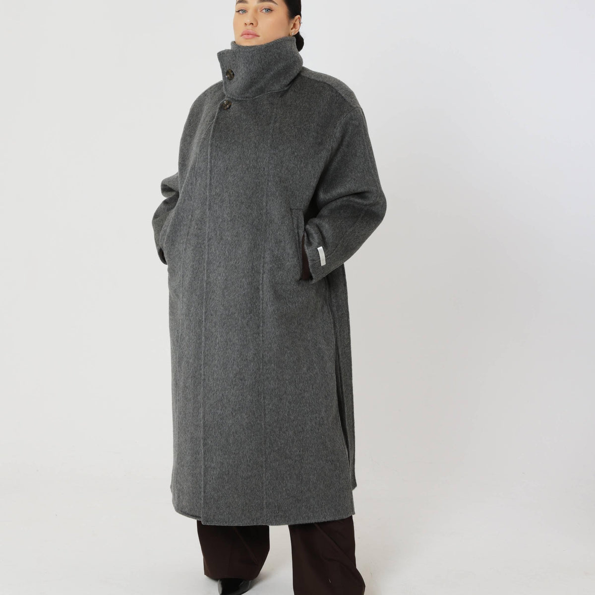 Wool Oversized Winter Coat featuring a Structured Collar Everyday Outerwear by Lilla