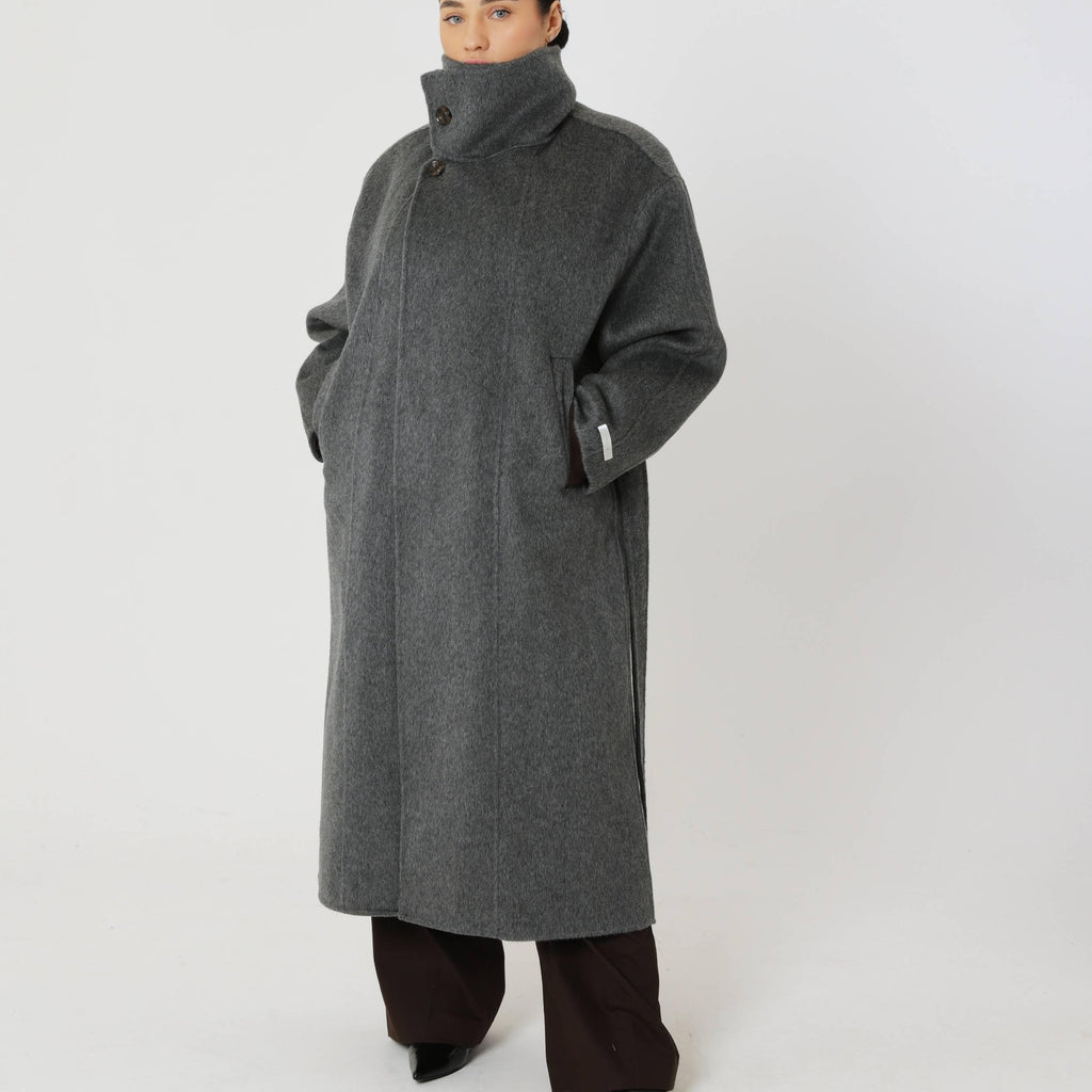 Wool Oversized Winter Coat featuring a Structured Collar Everyday Outerwear by Lilla