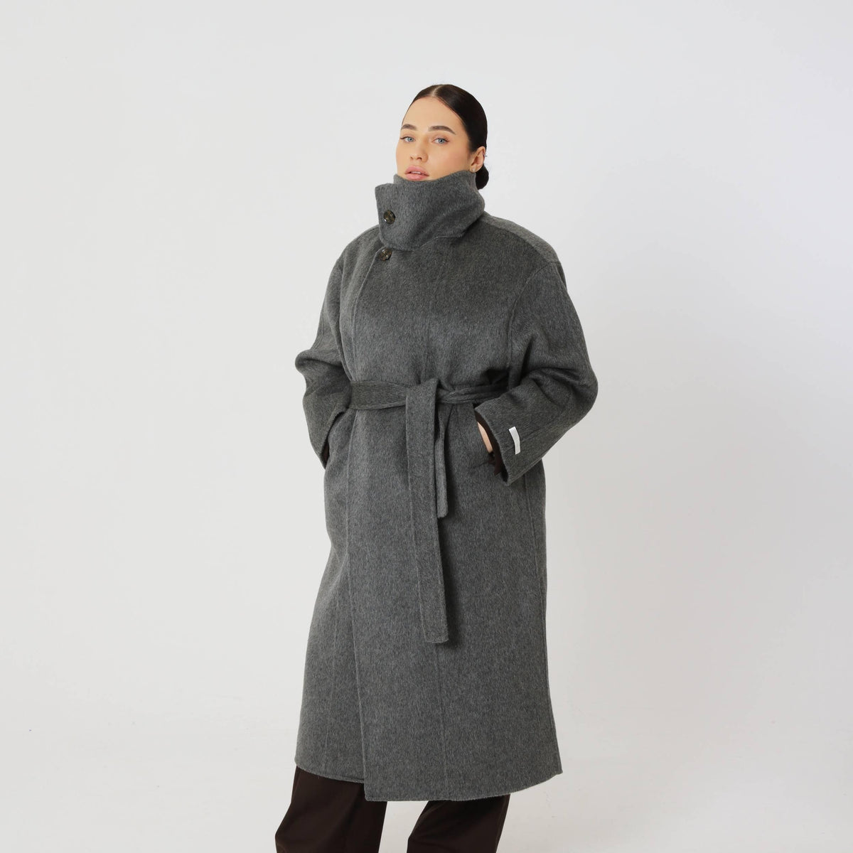 Wool Oversized Winter Coat featuring a Structured Collar Everyday Outerwear by Lilla