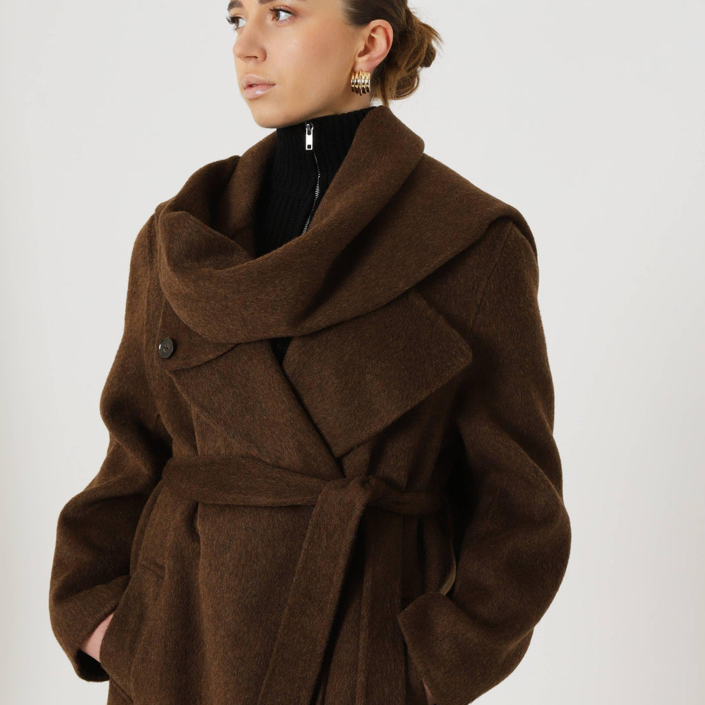 Wool Oversized Winter Coat featuring a Matching Scarf Everyday Outerwear by Lilla
