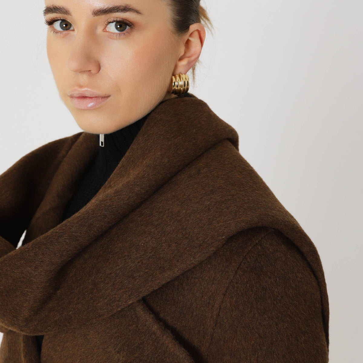 Wool Oversized Winter Coat featuring a Matching Scarf Everyday Outerwear by Lilla