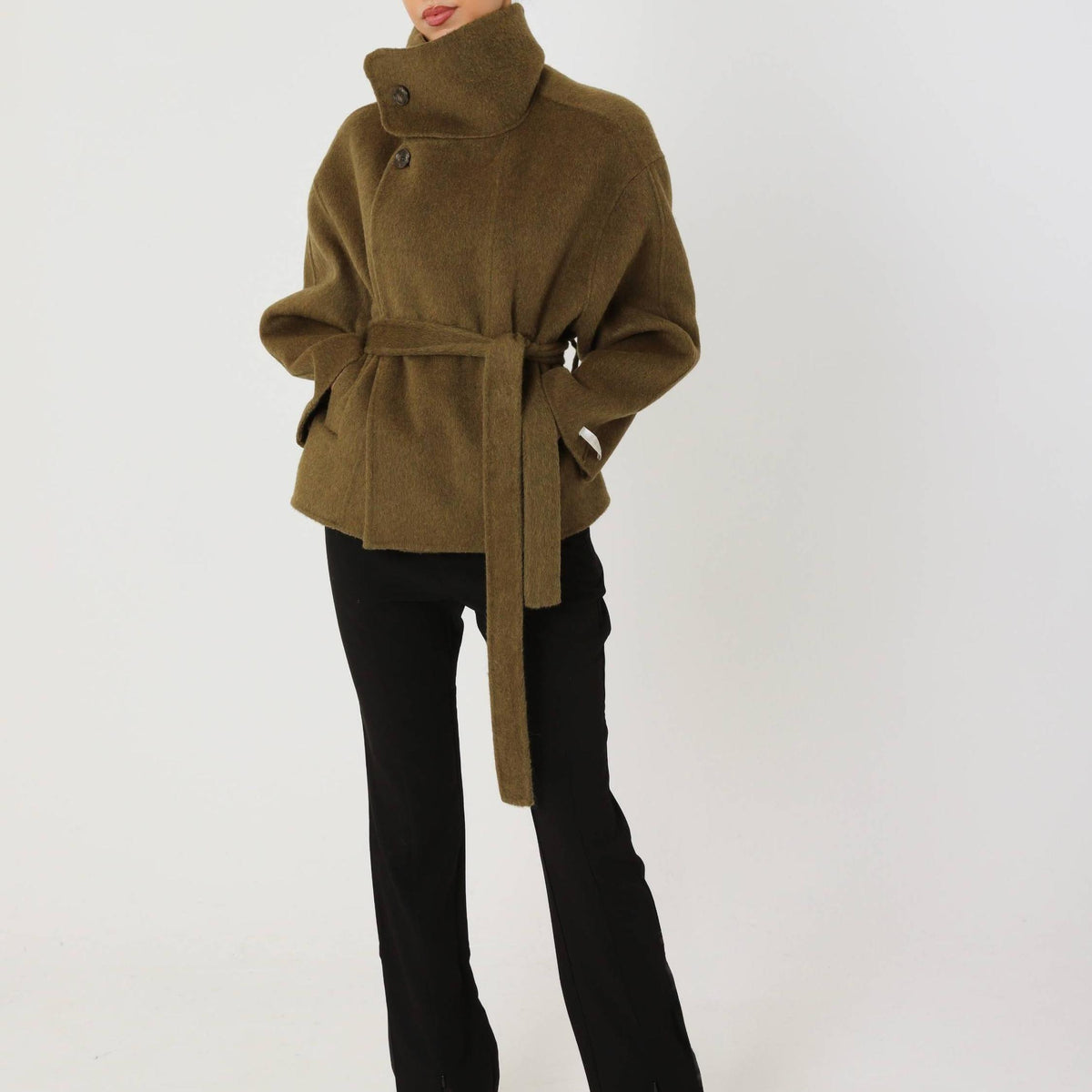 Wool Oversized Short Coat Featuring Side Pockets for Everyday Winter Outerwear by Lilla
