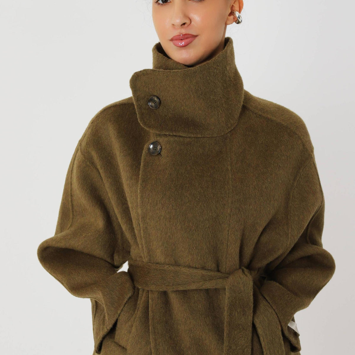 Wool Oversized Short Coat Featuring Side Pockets for Everyday Winter Outerwear by Lilla