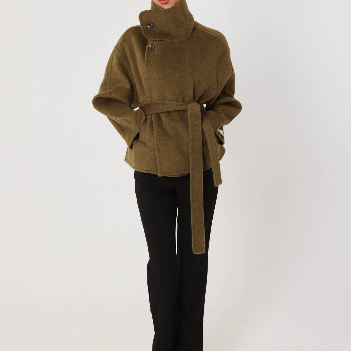 Wool Oversized Short Coat Featuring Side Pockets for Everyday Winter Outerwear by Lilla