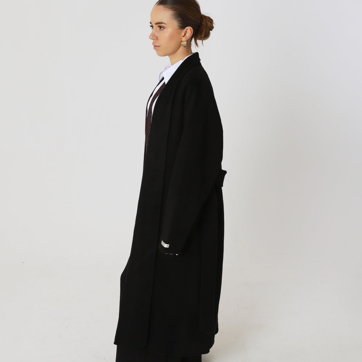 Wool Relaxed Long Coat featuring Structured Collar Everyday Outerwear by Lilla