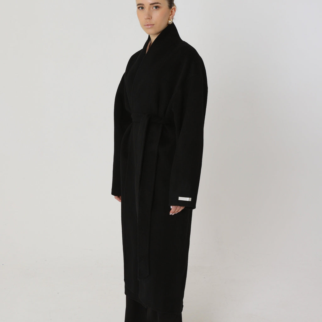 Wool Relaxed Long Coat featuring Structured Collar Everyday Outerwear by Lilla