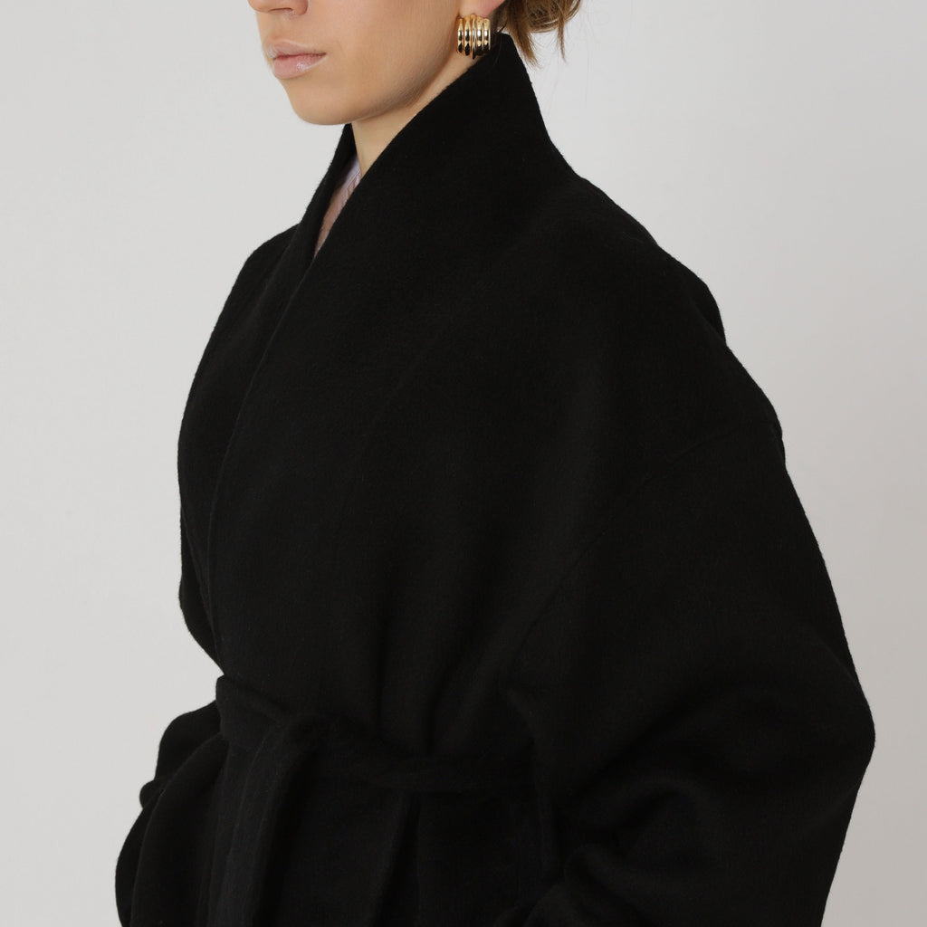 Wool Relaxed Long Coat featuring Structured Collar Everyday Outerwear by Lilla