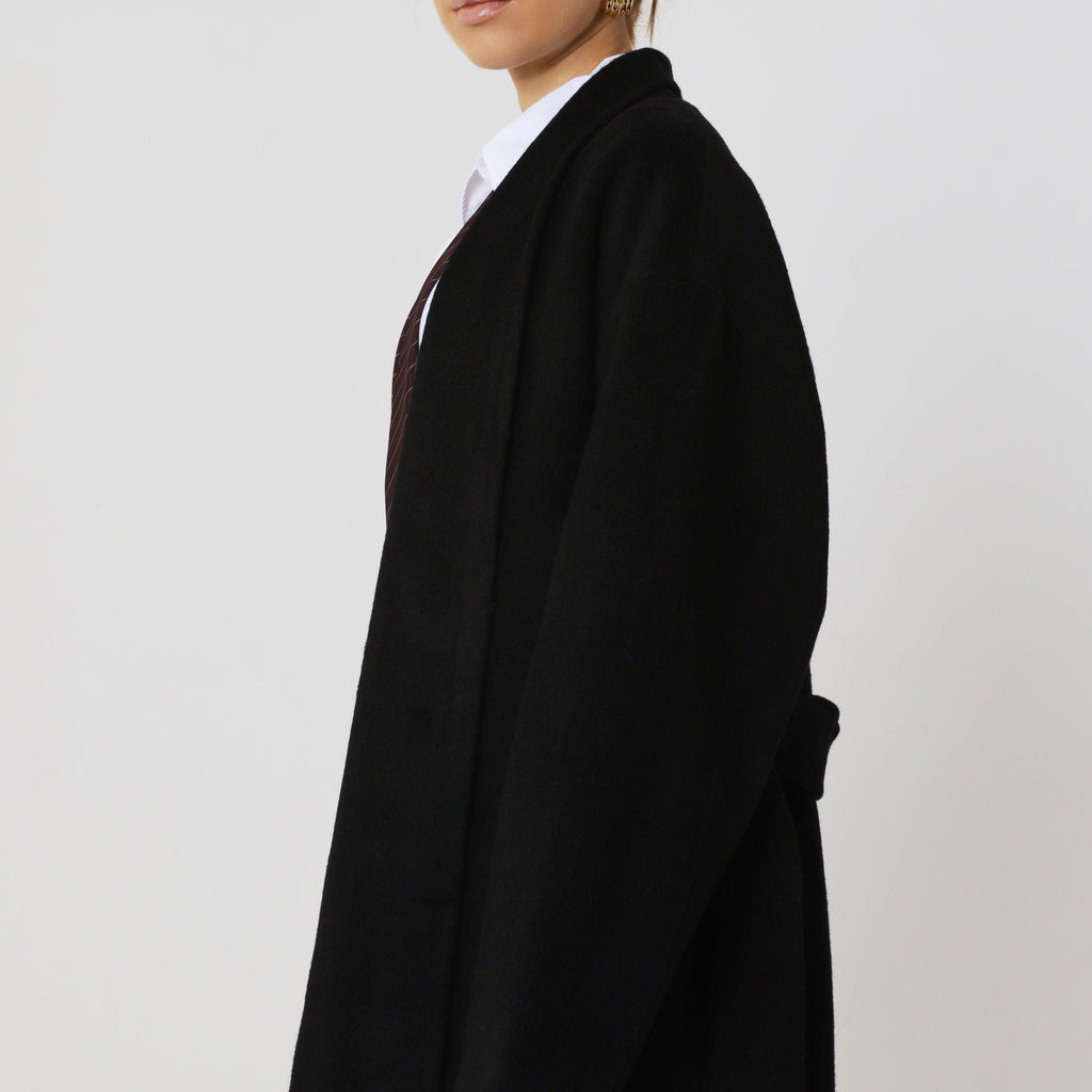 Wool Relaxed Long Coat featuring Structured Collar Everyday Outerwear by Lilla
