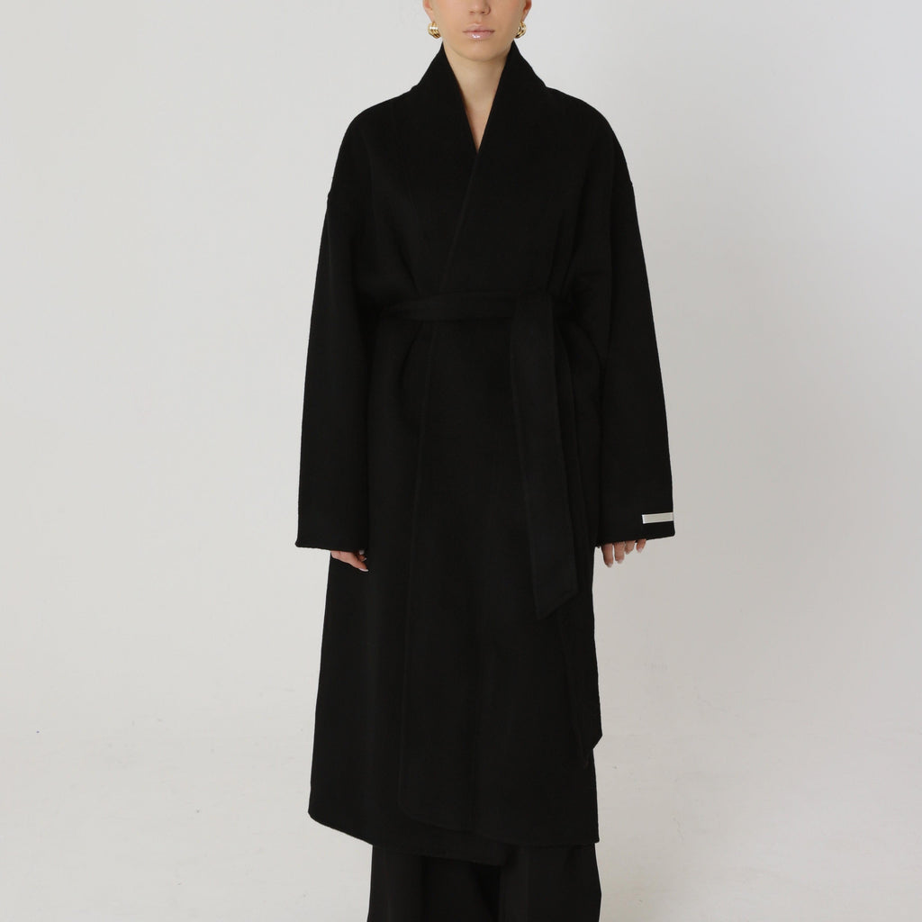 Wool Relaxed Long Coat featuring Structured Collar Everyday Outerwear by Lilla