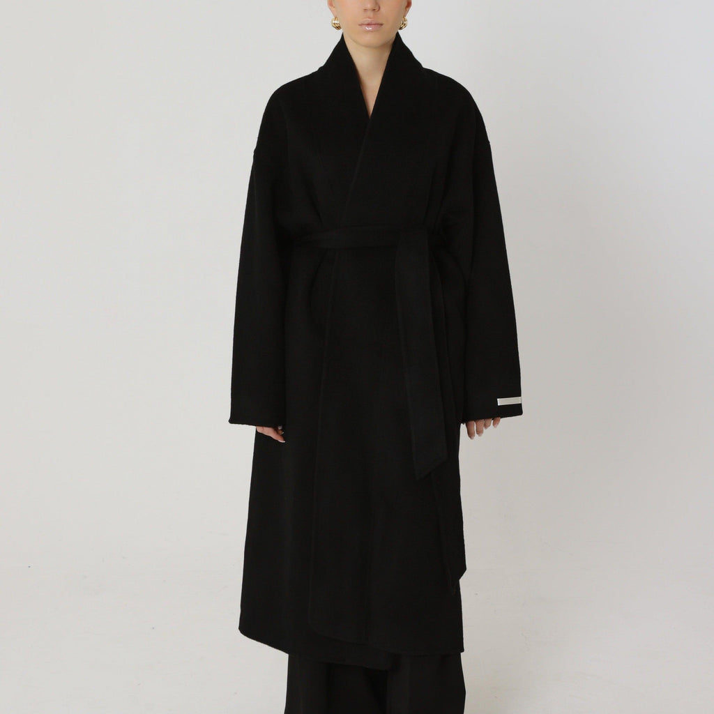 Wool Relaxed Long Coat featuring Structured Collar Everyday Outerwear by Lilla