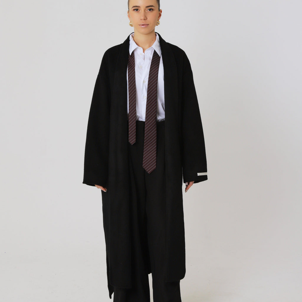 Wool Relaxed Long Coat featuring Structured Collar Everyday Outerwear by Lilla