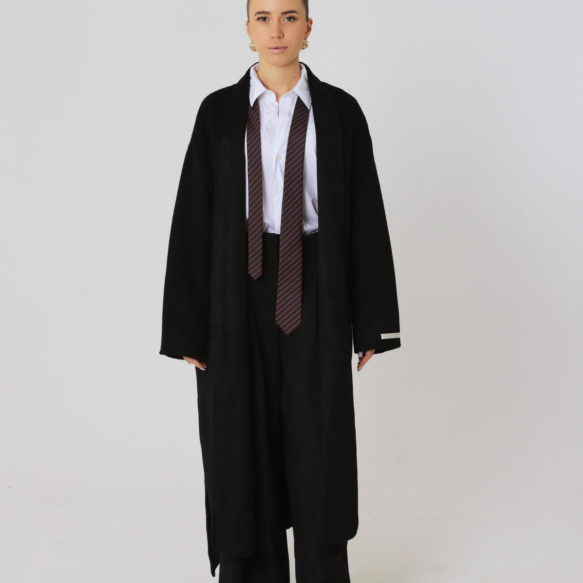 Wool Relaxed Long Coat featuring Structured Collar Everyday Outerwear by Lilla
