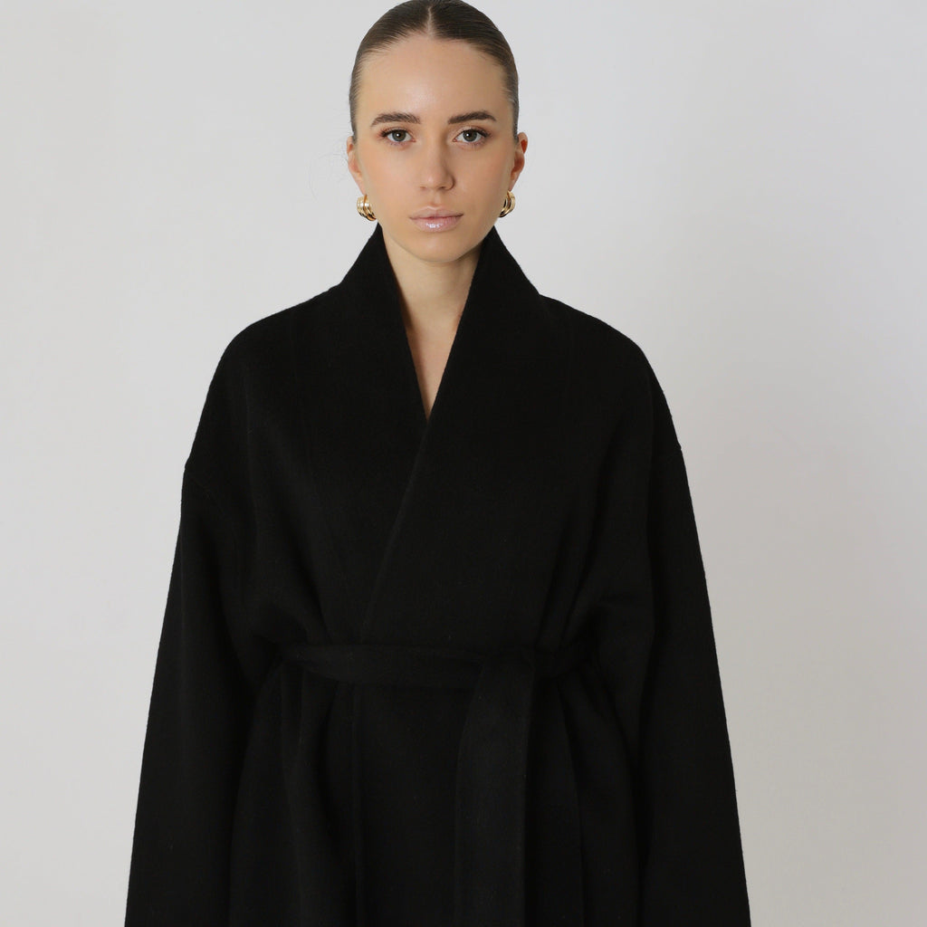 Wool Relaxed Long Coat featuring Structured Collar Everyday Outerwear by Lilla