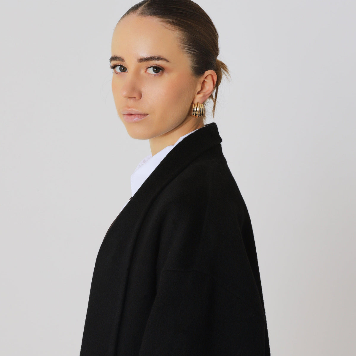 Wool Relaxed Long Coat featuring Structured Collar Everyday Outerwear by Lilla