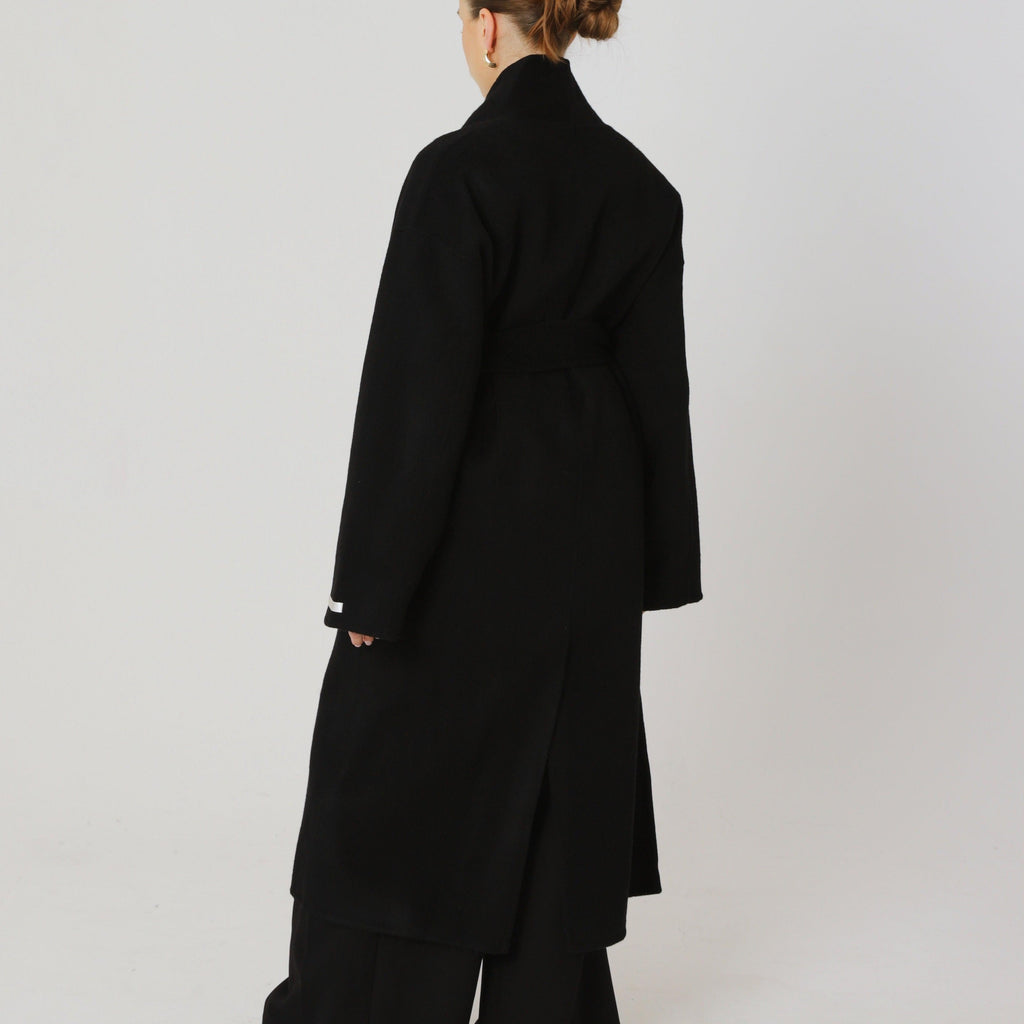 Wool Relaxed Long Coat featuring Structured Collar Everyday Outerwear by Lilla