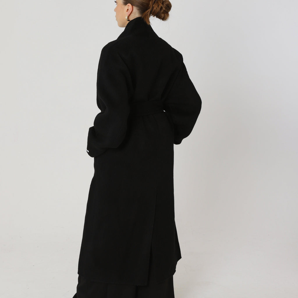 Wool Relaxed Long Coat featuring Structured Collar Everyday Outerwear by Lilla