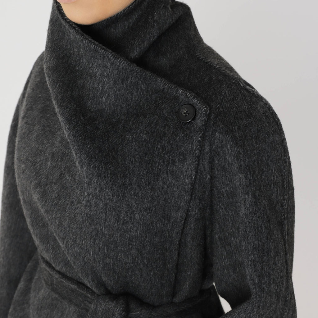 Wool Relaxed Long Coat featuring a High Collar Winter City Outerwear by Lilla