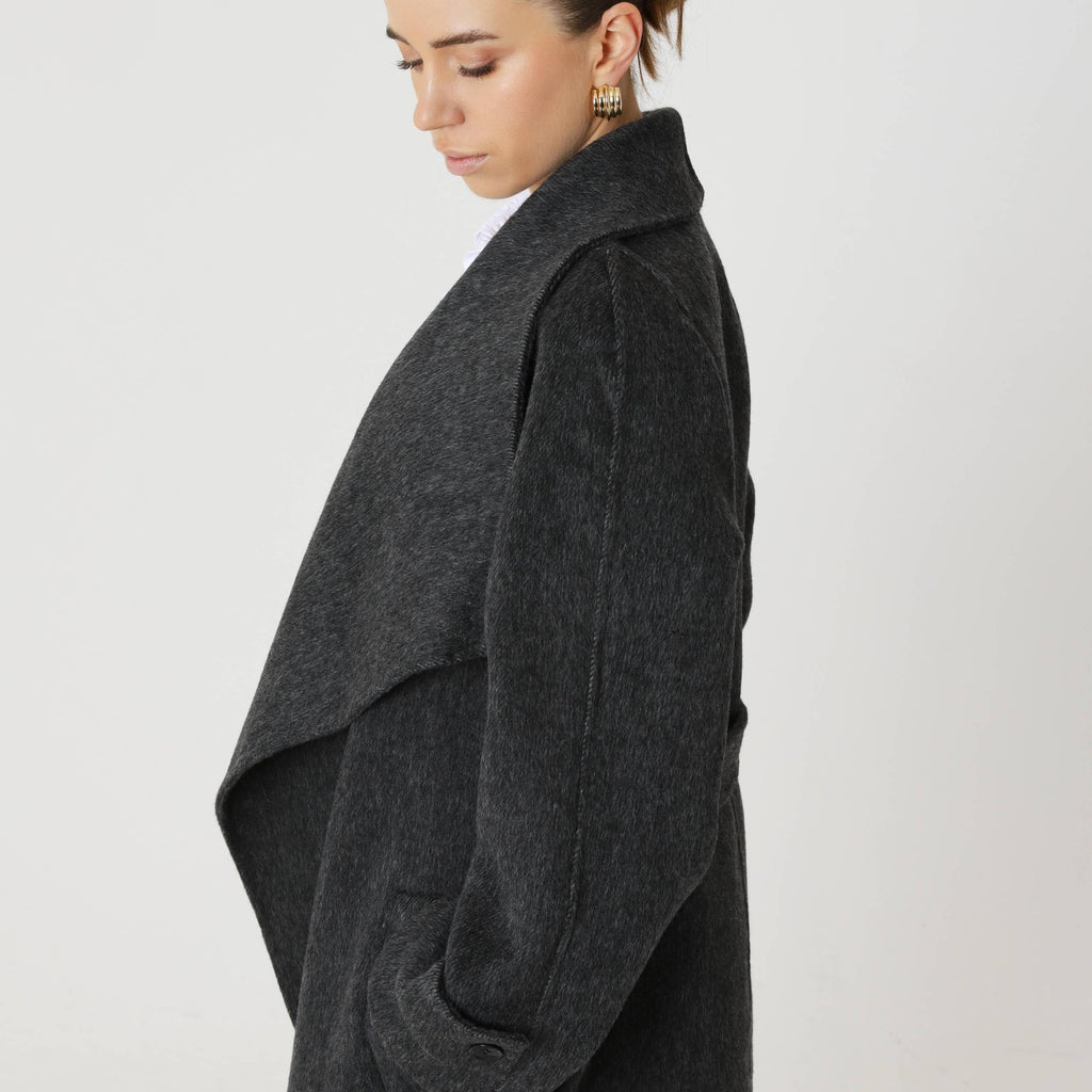 Wool Relaxed Long Coat featuring a High Collar Winter City Outerwear by Lilla