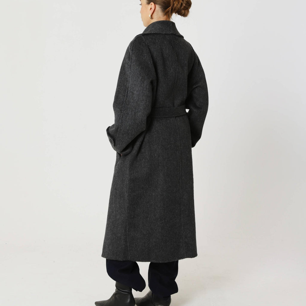 Wool Relaxed Long Coat featuring a High Collar Winter City Outerwear by Lilla