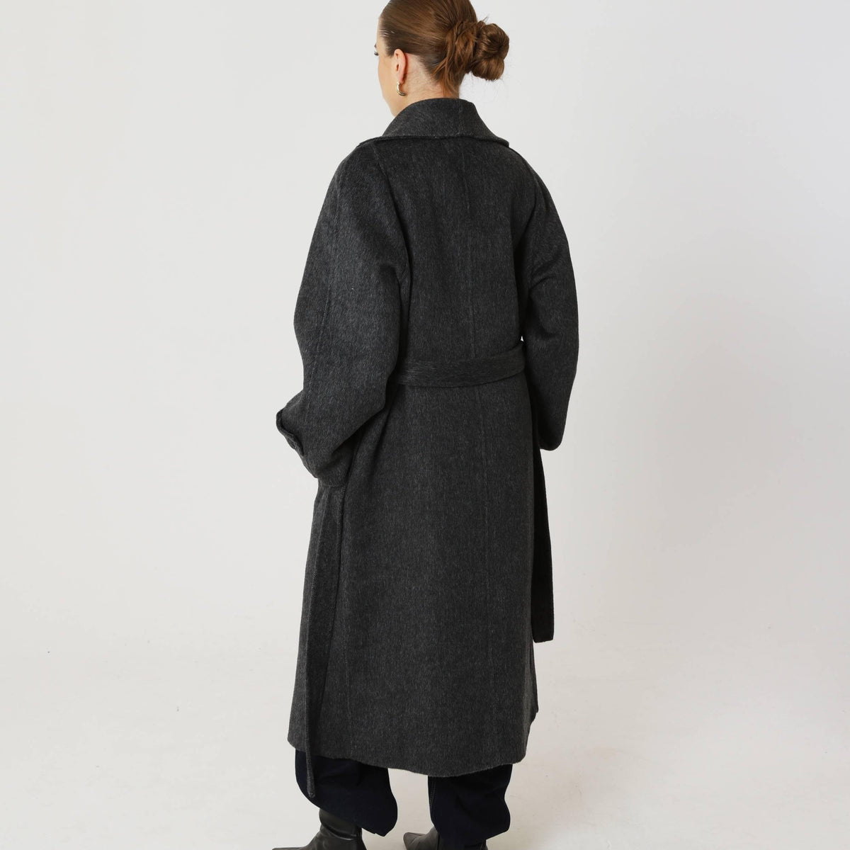 Wool Relaxed Long Coat featuring a High Collar Winter City Outerwear by Lilla
