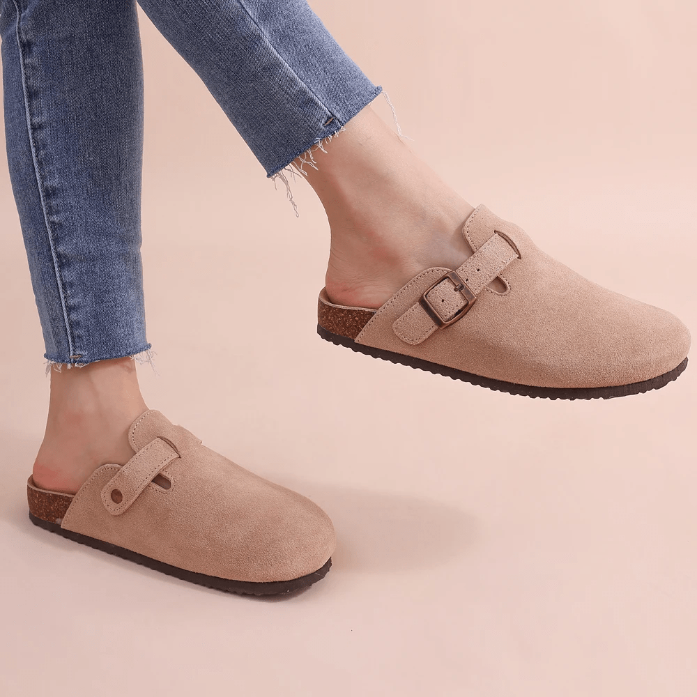 Casual Flat Slide Sandals featuring Adjustable Buckle Straps Summer Walking Shoes by Lilla