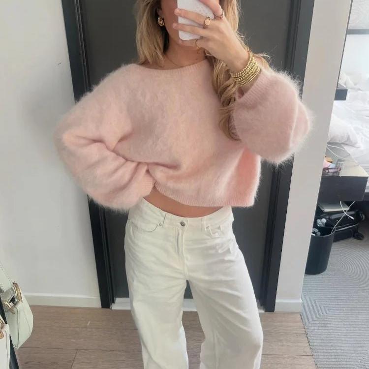 Casual Loose Knit Sweater featuring an Off Shoulder Neckline Autumn Pullover by Lilla