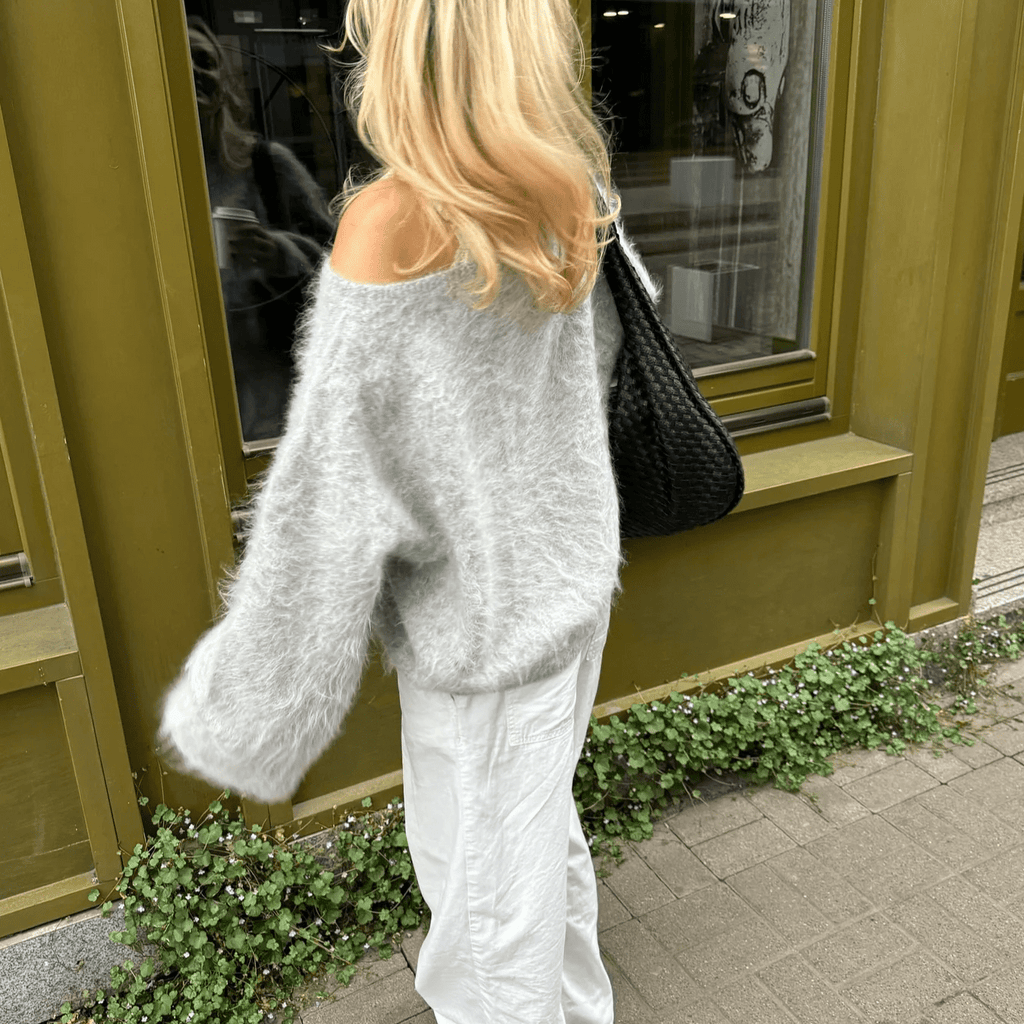 Casual Loose Knit Sweater featuring an Off Shoulder Neckline Autumn Pullover by Lilla
