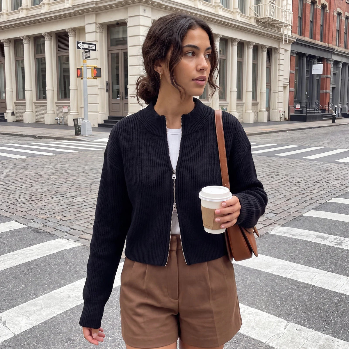 Casual Relaxed Knit Cardigan featuring Double Zipper Closure Everyday Fall Sweater by Lilla