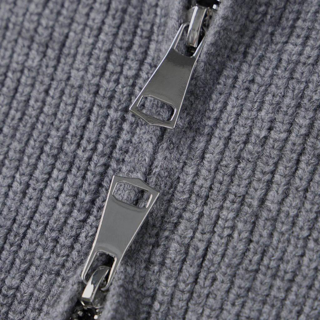 Casual Relaxed Knit Cardigan featuring Double Zipper Closure Everyday Fall Sweater by Lilla